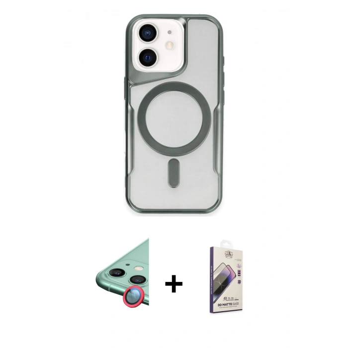 MARSİLYAN™- iPhone 11 Kılıf Yadigar Klasik Özel Seri - Siyah Bilvis 3D Mat Cam Ekran Koruyucu + Raze Metal Kamera Lens - KI