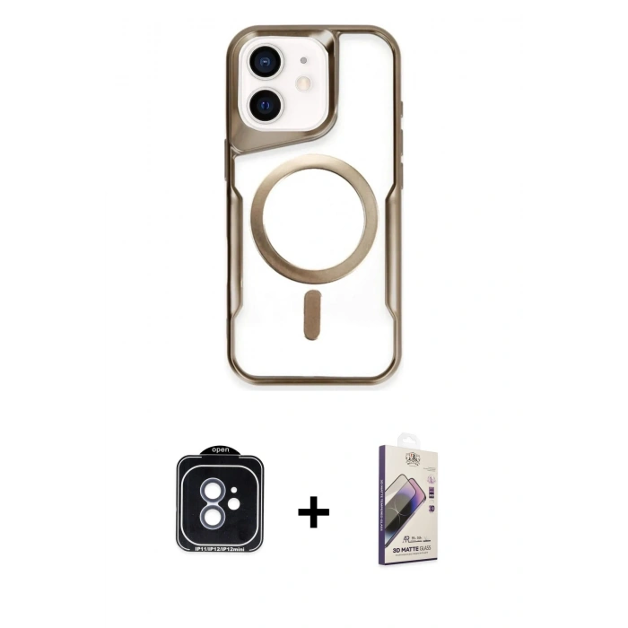 MARSİLYAN™- iPhone 11 Kılıf Yadigar Klasik Özel Seri - Siyah Bilvis 3D Mat Cam Ekran Koruyucu + Mavi PVD Metal Kamera Lens