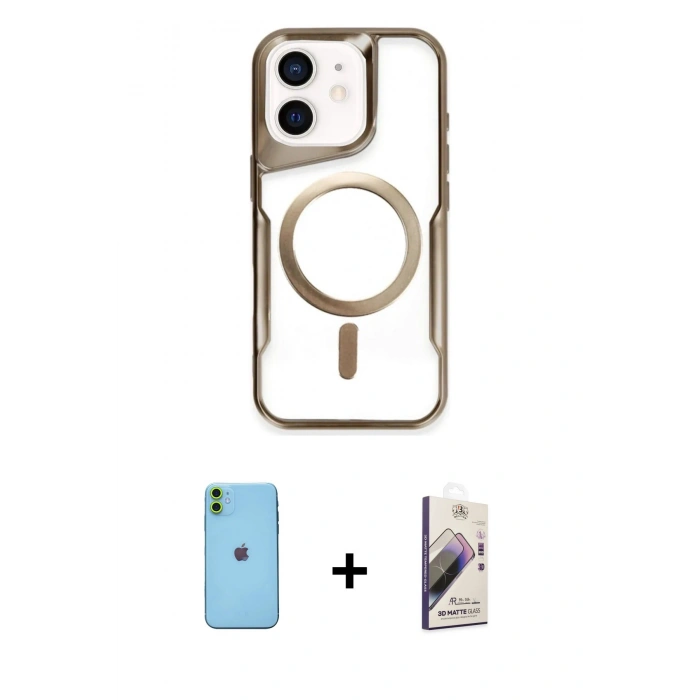 MARSİLYAN™- iPhone 11 Kılıf Yadigar Klasik Özel Seri - Siyah Bilvis 3D Mat Cam Ekran Koruyucu + Neon Fosforlu Kamera Lens - YL