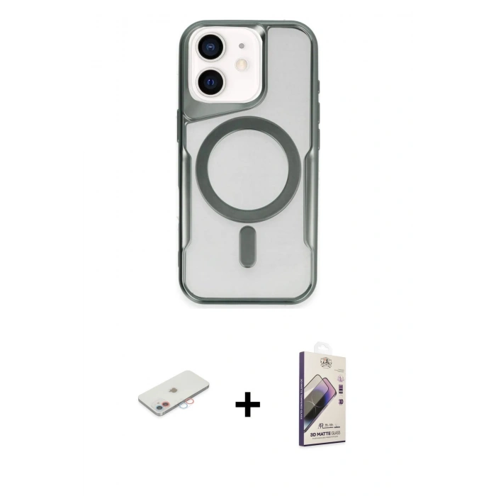 MARSİLYAN™- iPhone 11 Kılıf Yadigar Klasik Özel Seri - Siyah Bilvis 3D Mat Cam Ekran Koruyucu + Renkli Kamera Lens Koruma Cam - PE