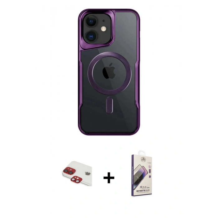 MARSİLYAN™- iPhone 11 Kılıf Yadigar Klasik Özel Seri - Siyah Bilvis 3D Mat Cam Ekran Koruyucu + Pers Alüminyum Kamera Lens - KI