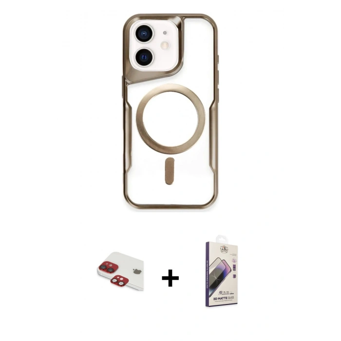 MARSİLYAN™- iPhone 11 Kılıf Yadigar Klasik Özel Seri - Siyah Bilvis 3D Mat Cam Ekran Koruyucu + Pers Alüminyum Kamera Lens - KI