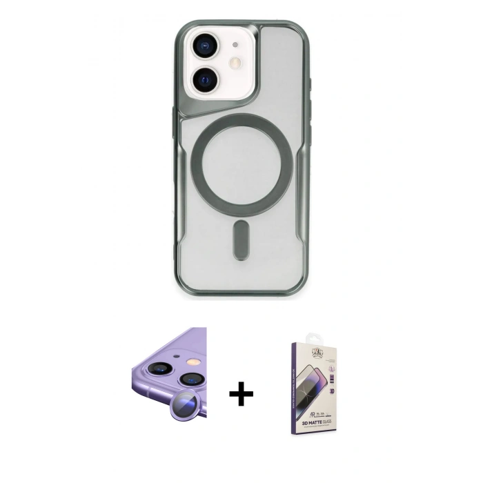 MARSİLYAN™- iPhone 11 Kılıf Yadigar Klasik Özel Seri - Siyah Bilvis 3D Mat Cam Ekran Koruyucu + Raze Metal Kamera Lens - MR