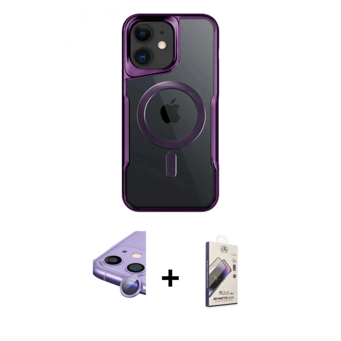 MARSİLYAN™- iPhone 11 Kılıf Yadigar Klasik Özel Seri - Siyah Bilvis 3D Mat Cam Ekran Koruyucu + Raze Metal Kamera Lens - MR