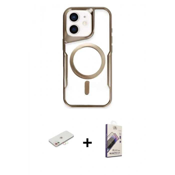 MARSİLYAN™- iPhone 11 Kılıf Yadigar Klasik Özel Seri - Siyah Bilvis 3D Mat Cam Ekran Koruyucu + Renkli Kamera Lens Koruma Cam - YL