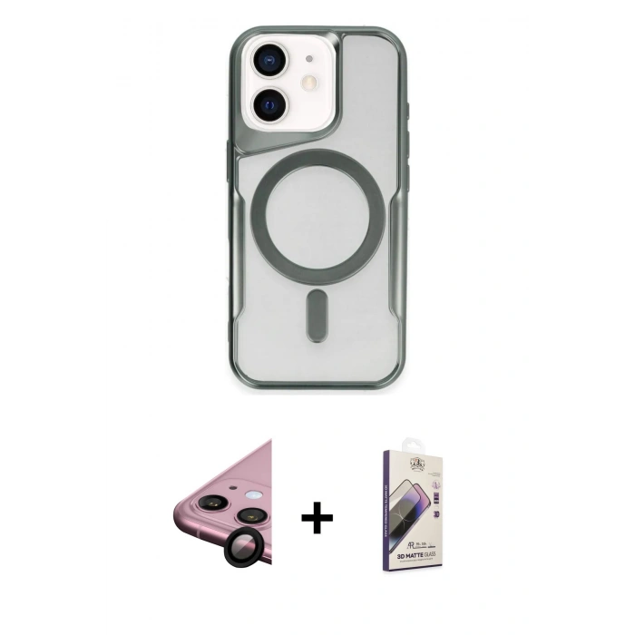 MARSİLYAN™- iPhone 11 Kılıf Yadigar Klasik Özel Seri - Siyah Bilvis 3D Mat Cam Ekran Koruyucu + Raze Metal Kamera Lens - SH