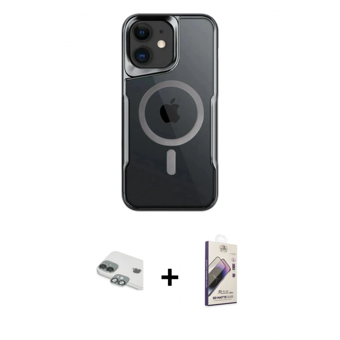 MARSİLYAN™- iPhone 11 Kılıf Yadigar Klasik Özel Seri - Siyah Bilvis 3D Mat Cam Ekran Koruyucu + Pers Alüminyum Kamera Lens - YL