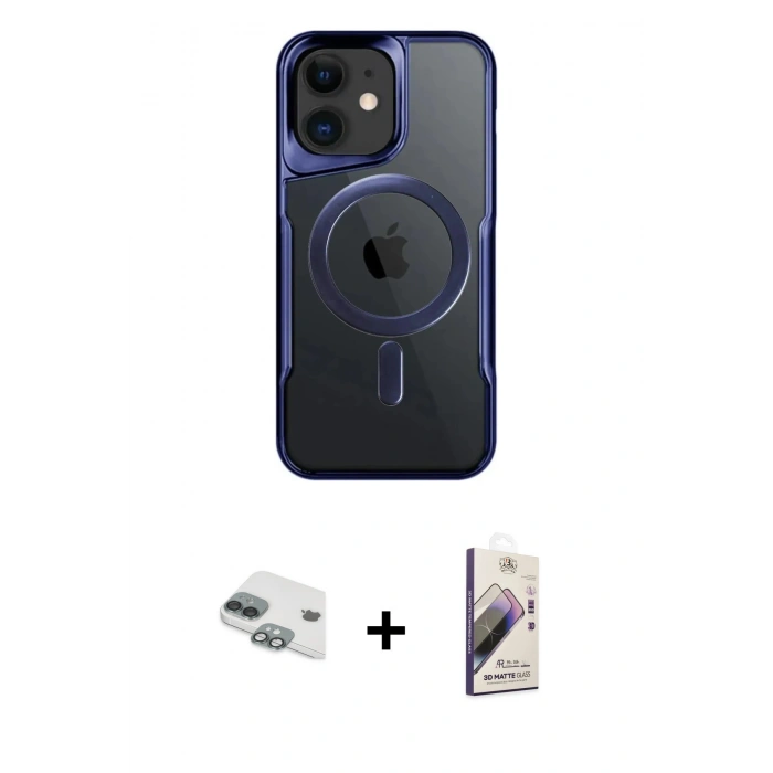 MARSİLYAN™- iPhone 11 Kılıf Yadigar Klasik Özel Seri - Siyah Bilvis 3D Mat Cam Ekran Koruyucu + Pers Alüminyum Kamera Lens - YL