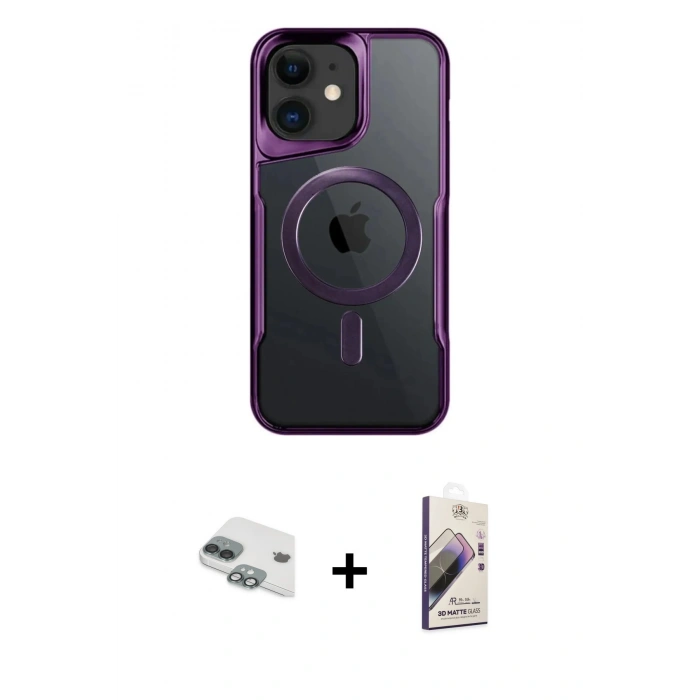 MARSİLYAN™- iPhone 11 Kılıf Yadigar Klasik Özel Seri - Siyah Bilvis 3D Mat Cam Ekran Koruyucu + Pers Alüminyum Kamera Lens - YL