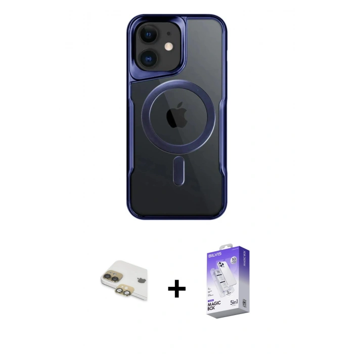 MARSİLYAN™- iPhone 11 Kılıf Yadigar Klasik Özel Seri - Siyah Bilvis 5in1 3D Magic Cam Ekran Koruyucu + Pers Alüminyum Kamera Lens - GD