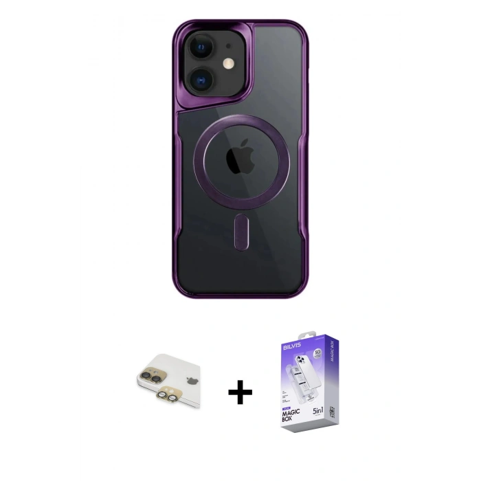 MARSİLYAN™- iPhone 11 Kılıf Yadigar Klasik Özel Seri - Siyah Bilvis 5in1 3D Magic Cam Ekran Koruyucu + Pers Alüminyum Kamera Lens - GD