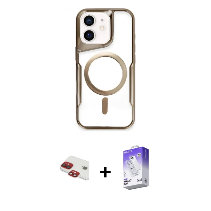 MARSİLYAN™- iPhone 11 Kılıf Yadigar Klasik Özel Seri - Siyah Bilvis 5in1 3D Magic Cam Ekran Koruyucu + Pers Alüminyum Kamera Lens - KI