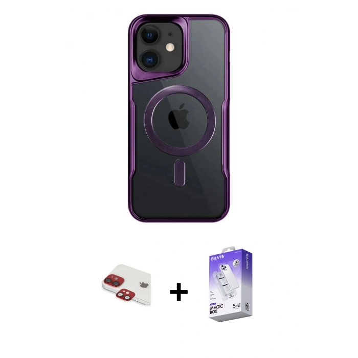MARSİLYAN™- iPhone 11 Kılıf Yadigar Klasik Özel Seri - Siyah Bilvis 5in1 3D Magic Cam Ekran Koruyucu + Pers Alüminyum Kamera Lens - KI