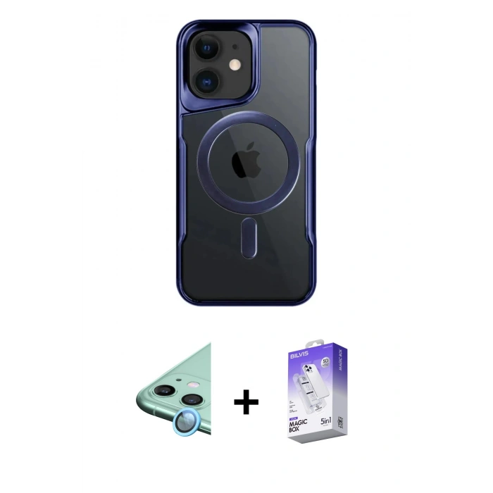 MARSİLYAN™- iPhone 11 Kılıf Yadigar Klasik Özel Seri - Siyah Bilvis 5in1 3D Magic Cam Ekran Koruyucu + Raze Metal Kamera Lens - MI
