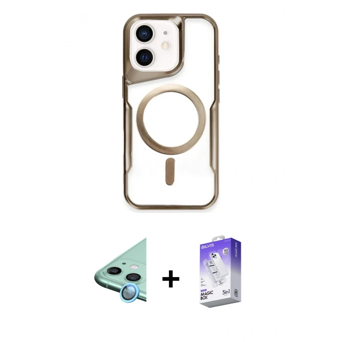 MARSİLYAN™- iPhone 11 Kılıf Yadigar Klasik Özel Seri - Siyah Bilvis 5in1 3D Magic Cam Ekran Koruyucu + Raze Metal Kamera Lens - MI