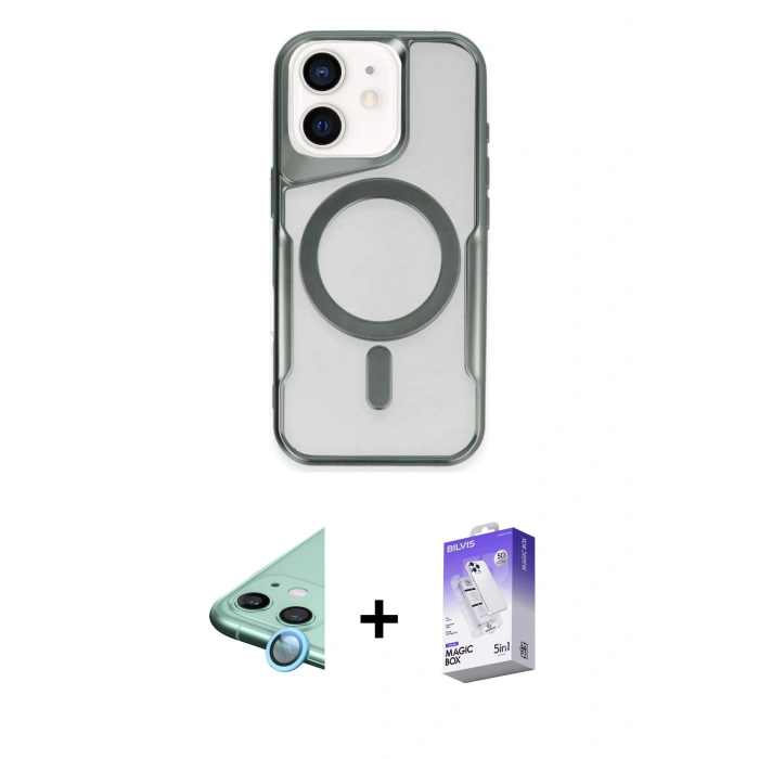 MARSİLYAN™- iPhone 11 Kılıf Yadigar Klasik Özel Seri - Siyah Bilvis 5in1 3D Magic Cam Ekran Koruyucu + Raze Metal Kamera Lens - MI