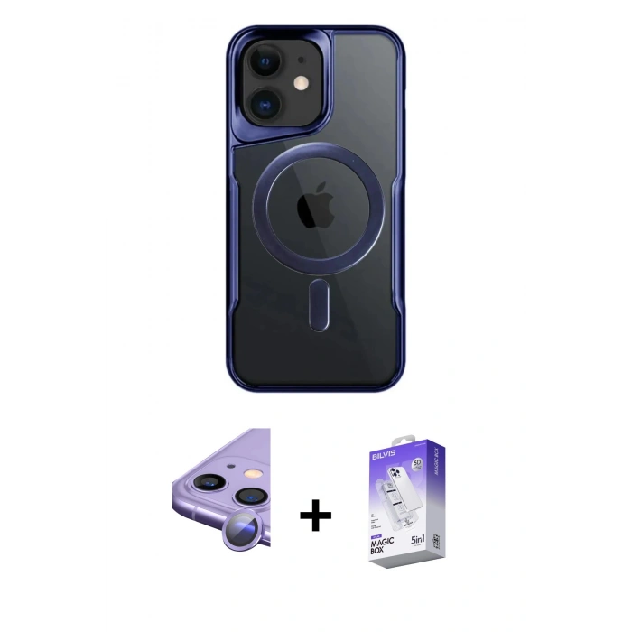 MARSİLYAN™- iPhone 11 Kılıf Yadigar Klasik Özel Seri - Siyah Bilvis 5in1 3D Magic Cam Ekran Koruyucu + Raze Metal Kamera Lens - MR