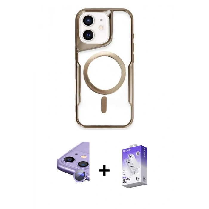 MARSİLYAN™- iPhone 11 Kılıf Yadigar Klasik Özel Seri - Siyah Bilvis 5in1 3D Magic Cam Ekran Koruyucu + Raze Metal Kamera Lens - MR