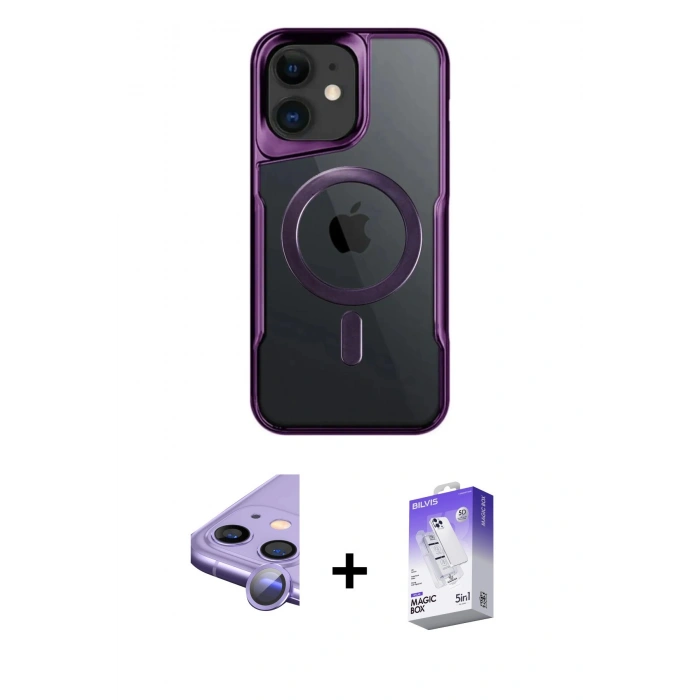 MARSİLYAN™- iPhone 11 Kılıf Yadigar Klasik Özel Seri - Siyah Bilvis 5in1 3D Magic Cam Ekran Koruyucu + Raze Metal Kamera Lens - MR