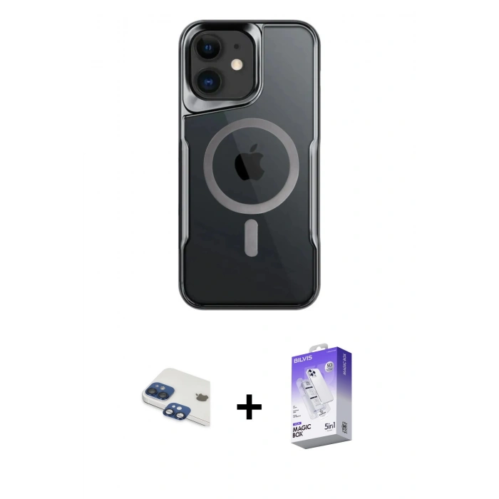 MARSİLYAN™- iPhone 11 Kılıf Yadigar Klasik Özel Seri - Siyah Bilvis 5in1 3D Magic Cam Ekran Koruyucu + Pers Alüminyum Kamera Lens - LT