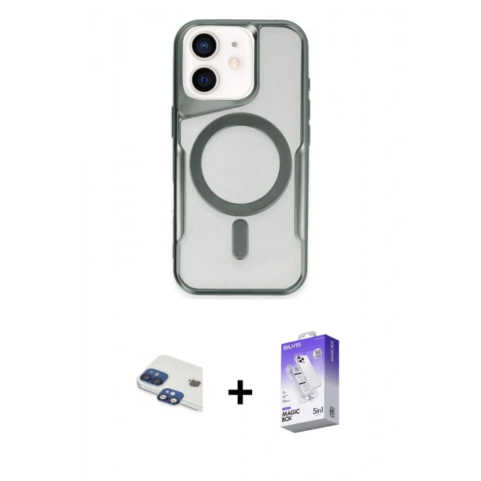 MARSİLYAN™- iPhone 11 Kılıf Yadigar Klasik Özel Seri - Siyah Bilvis 5in1 3D Magic Cam Ekran Koruyucu + Pers Alüminyum Kamera Lens - LT