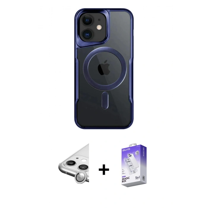MARSİLYAN™- iPhone 11 Kılıf Yadigar Klasik Özel Seri - Siyah Bilvis 5in1 3D Magic Cam Ekran Koruyucu + Raze Metal Kamera Lens - GS