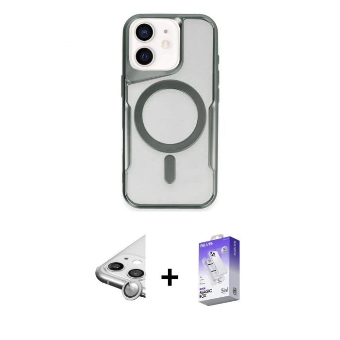 MARSİLYAN™- iPhone 11 Kılıf Yadigar Klasik Özel Seri - Siyah Bilvis 5in1 3D Magic Cam Ekran Koruyucu + Raze Metal Kamera Lens - GS