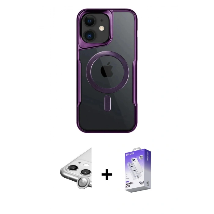 MARSİLYAN™- iPhone 11 Kılıf Yadigar Klasik Özel Seri - Siyah Bilvis 5in1 3D Magic Cam Ekran Koruyucu + Raze Metal Kamera Lens - GS