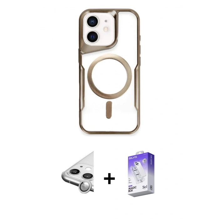 MARSİLYAN™- iPhone 11 Kılıf Yadigar Klasik Özel Seri - Siyah Bilvis 5in1 3D Magic Cam Ekran Koruyucu + Raze Metal Kamera Lens - GS