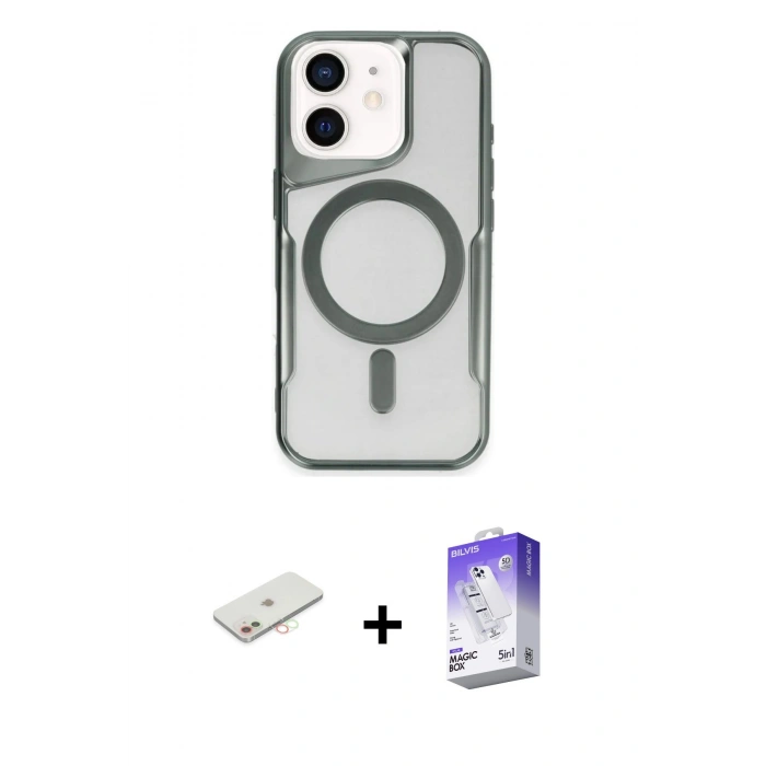 MARSİLYAN™- iPhone 11 Kılıf Yadigar Klasik Özel Seri - Siyah Bilvis 5in1 3D Magic Cam Ekran Koruyucu + Renkli Kamera Lens Koruma Cam - YL