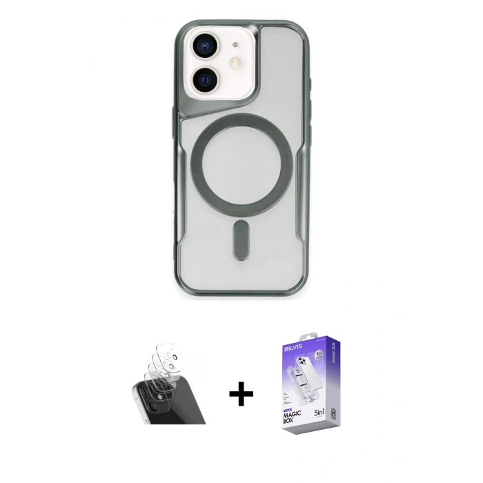 MARSİLYAN™- iPhone 11 Kılıf Yadigar Klasik Özel Seri - Siyah Bilvis 5in1 3D Magic Cam Ekran Koruyucu + Kamera Lens Koruma Cam - SF