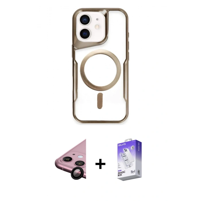 MARSİLYAN™- iPhone 11 Kılıf Yadigar Klasik Özel Seri - Siyah Bilvis 5in1 3D Magic Cam Ekran Koruyucu + Raze Metal Kamera Lens - SH