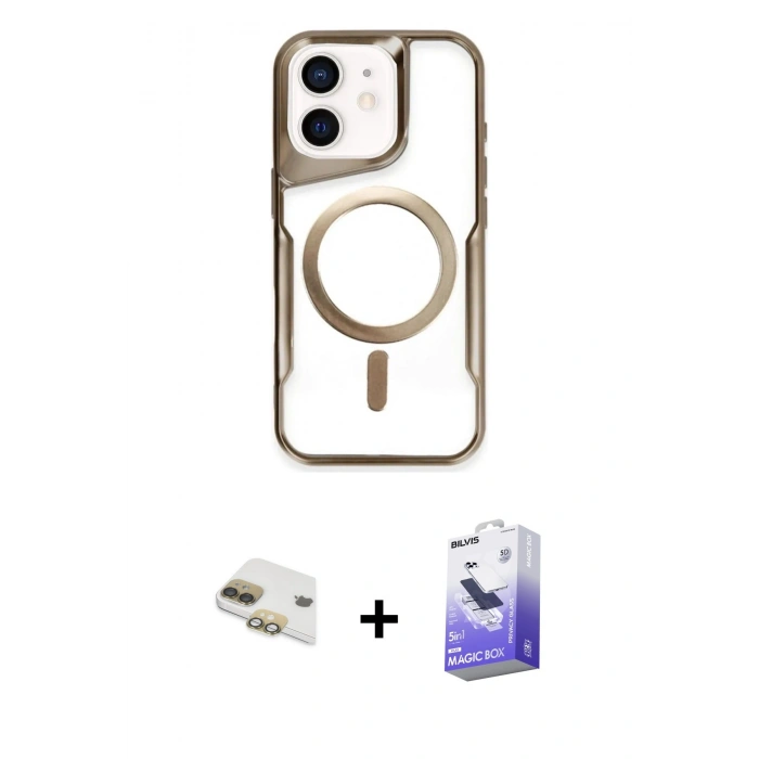 MARSİLYAN™- iPhone 11 Kılıf Yadigar Klasik Özel Seri - Siyah Bilvis 5in1 5D Magic Hayalet Cam Ekran Koruyucu + Pers Alüminyum Kamera Lens - GD