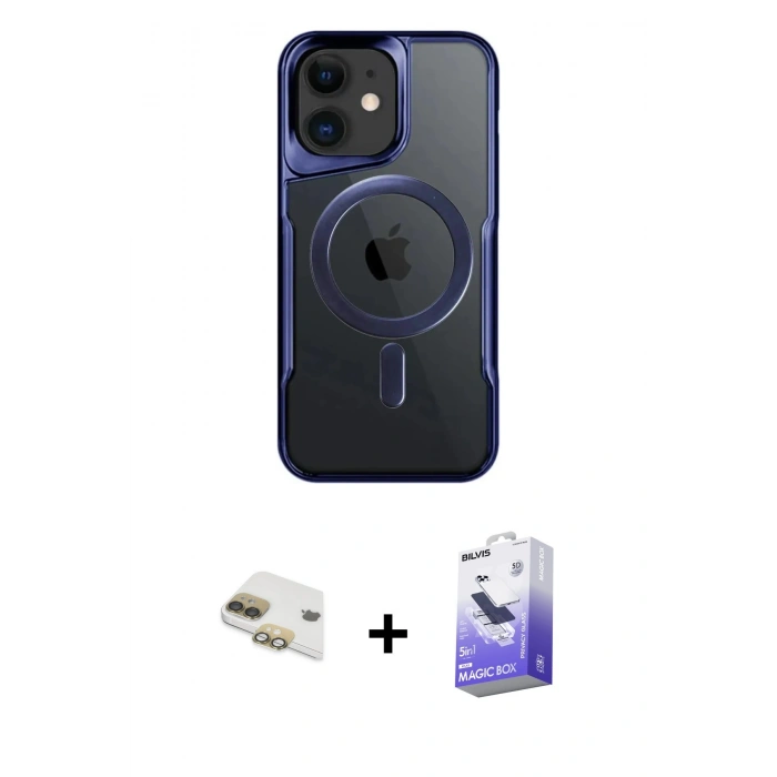 MARSİLYAN™- iPhone 11 Kılıf Yadigar Klasik Özel Seri - Siyah Bilvis 5in1 5D Magic Hayalet Cam Ekran Koruyucu + Pers Alüminyum Kamera Lens - GD