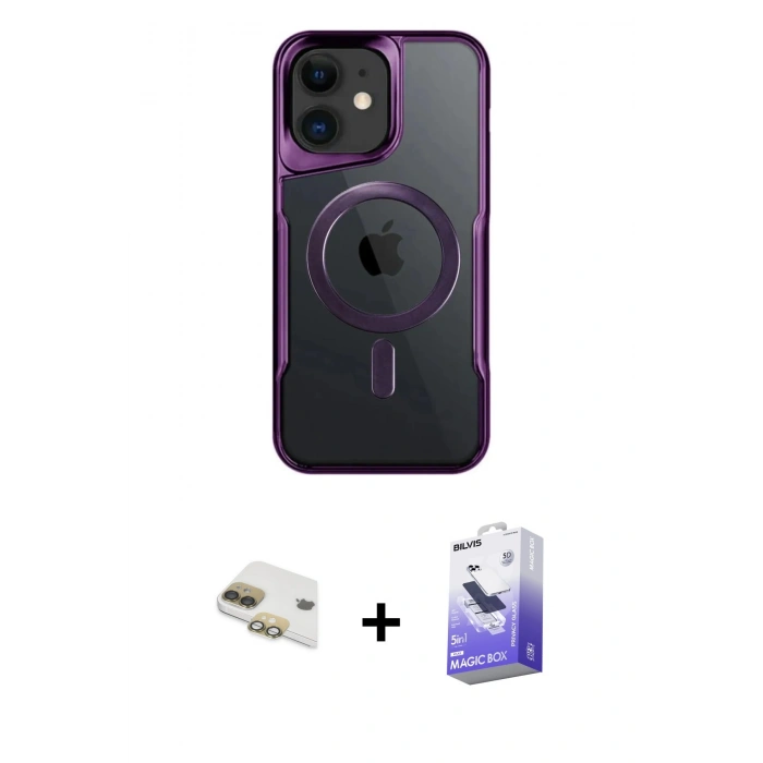 MARSİLYAN™- iPhone 11 Kılıf Yadigar Klasik Özel Seri - Siyah Bilvis 5in1 5D Magic Hayalet Cam Ekran Koruyucu + Pers Alüminyum Kamera Lens - GD