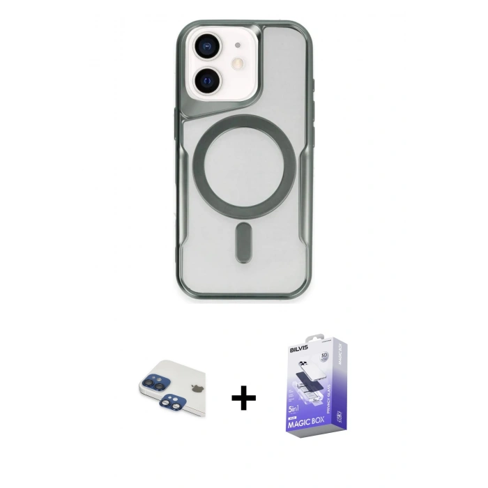 MARSİLYAN™- iPhone 11 Kılıf Yadigar Klasik Özel Seri - Siyah Bilvis 5in1 5D Magic Hayalet Cam Ekran Koruyucu + Pers Alüminyum Kamera Lens - LT