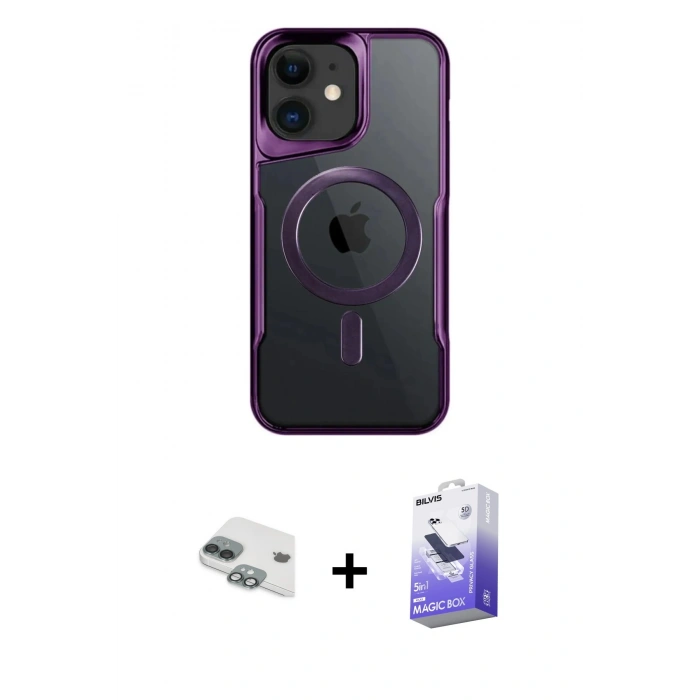 MARSİLYAN™- iPhone 11 Kılıf Yadigar Klasik Özel Seri - Siyah Bilvis 5in1 5D Magic Hayalet Cam Ekran Koruyucu + Pers Alüminyum Kamera Lens - YL