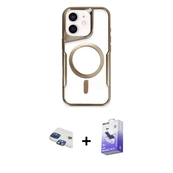 MARSİLYAN™- iPhone 11 Kılıf Yadigar Klasik Özel Seri - Siyah Bilvis 5in1 5D Magic Hayalet Cam Ekran Koruyucu + Pers Alüminyum Kamera Lens - LT