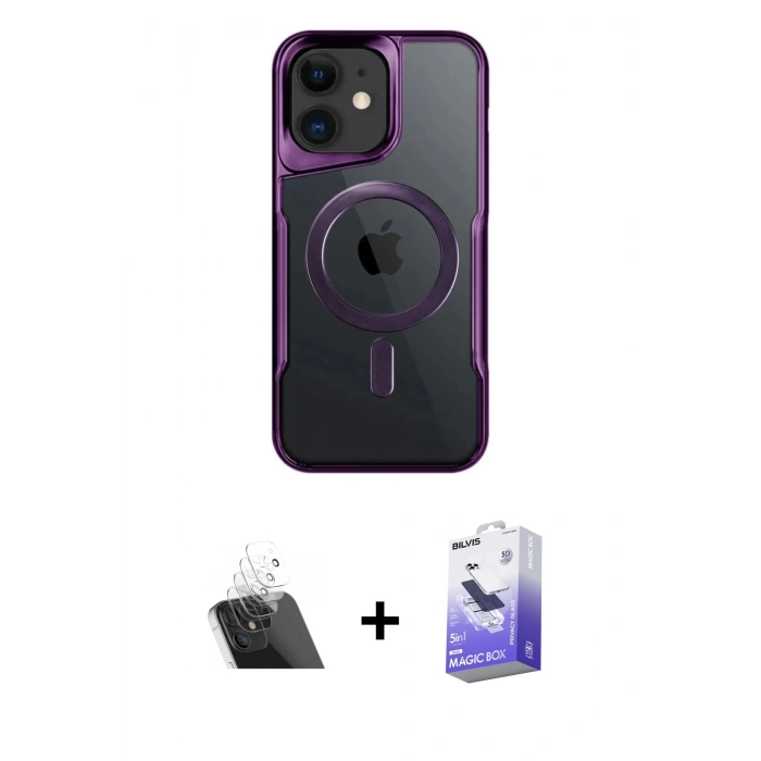 MARSİLYAN™- iPhone 11 Kılıf Yadigar Klasik Özel Seri - Siyah Bilvis 5in1 5D Magic Hayalet Cam Ekran Koruyucu + Kamera Lens Koruma Cam - SF