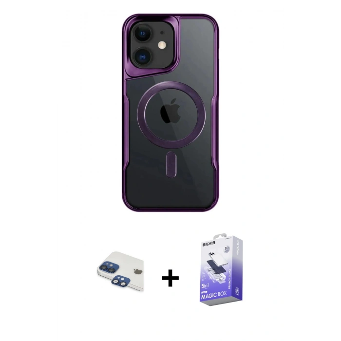 MARSİLYAN™- iPhone 11 Kılıf Yadigar Klasik Özel Seri - Siyah Bilvis 5in1 5D Magic Hayalet Cam Ekran Koruyucu + Pers Alüminyum Kamera Lens - LT