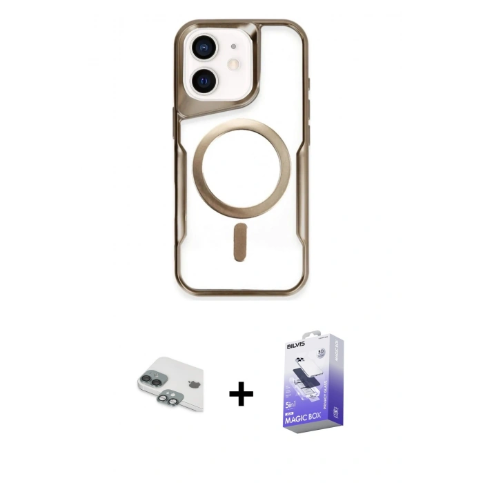 MARSİLYAN™- iPhone 11 Kılıf Yadigar Klasik Özel Seri - Siyah Bilvis 5in1 5D Magic Hayalet Cam Ekran Koruyucu + Pers Alüminyum Kamera Lens - YL