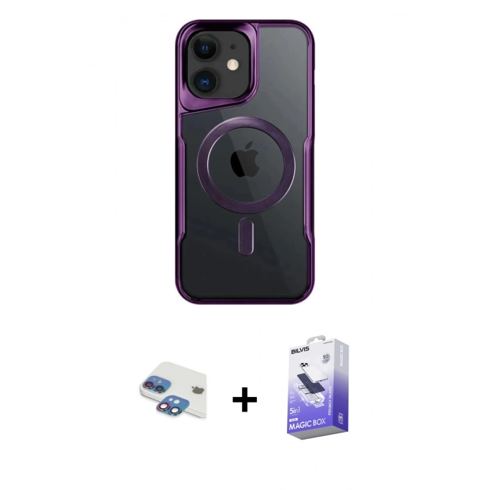 MARSİLYAN™- iPhone 11 Kılıf Yadigar Klasik Özel Seri - Siyah Bilvis 5in1 5D Magic Hayalet Cam Ekran Koruyucu + Pers Alüminyum Kamera Lens - GI