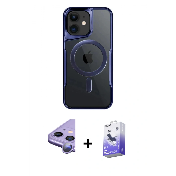 MARSİLYAN™- iPhone 11 Kılıf Yadigar Klasik Özel Seri - Siyah Bilvis 5in1 5D Magic Hayalet Cam Ekran Koruyucu + Raze Metal Kamera Lens - MR