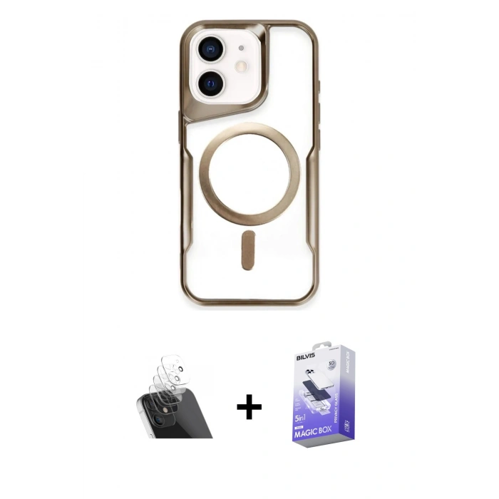 MARSİLYAN™- iPhone 11 Kılıf Yadigar Klasik Özel Seri - Siyah Bilvis 5in1 5D Magic Hayalet Cam Ekran Koruyucu + Şeffaf Kamera Lens Koruma Cam