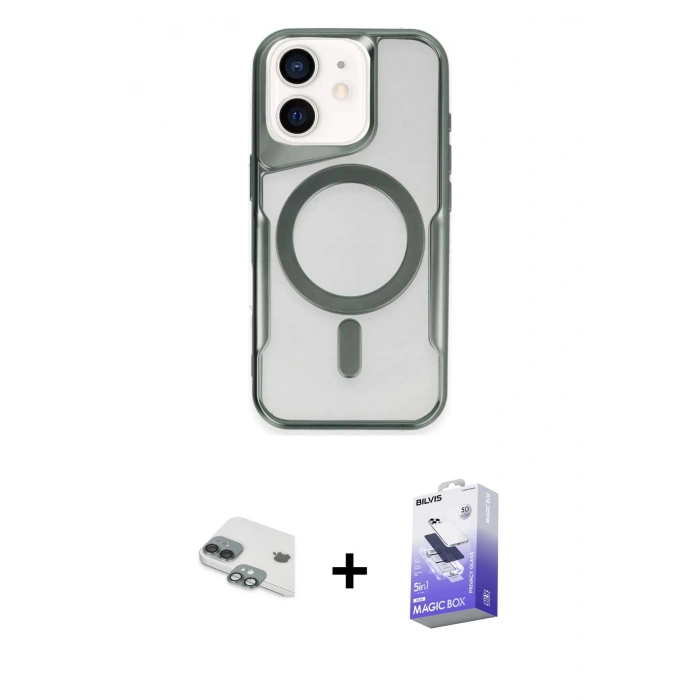 MARSİLYAN™- iPhone 11 Kılıf Yadigar Klasik Özel Seri - Siyah Bilvis 5in1 5D Magic Hayalet Cam Ekran Koruyucu + Pers Alüminyum Kamera Lens - YL
