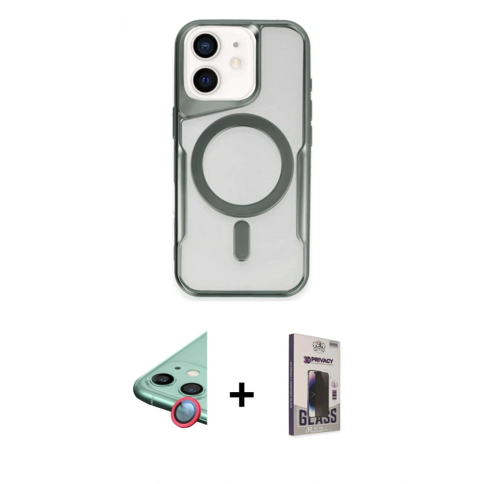 MARSİLYAN™- iPhone 11 Kılıf Yadigar Klasik Özel Seri - Siyah Bilvis Hayalet Cam Ekran Koruyucu + Raze Metal Kamera Lens - KI