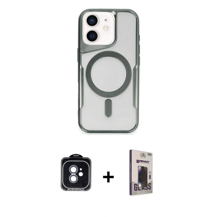 MARSİLYAN™- iPhone 11 Kılıf Yadigar Klasik Özel Seri - Siyah Bilvis Hayalet Cam Ekran Koruyucu + PVD Metal Kamera Lens - MI
