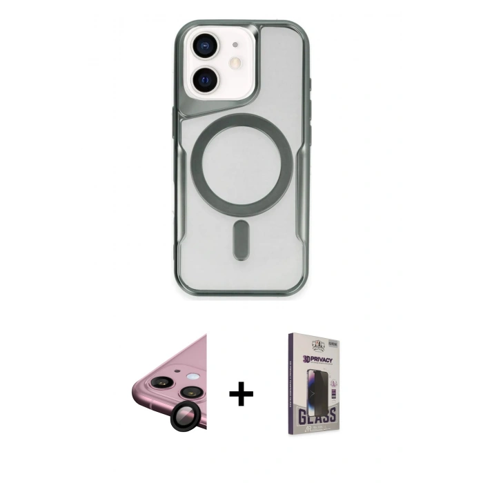 MARSİLYAN™- iPhone 11 Kılıf Yadigar Klasik Özel Seri - Siyah Bilvis Hayalet Cam Ekran Koruyucu + Raze Metal Kamera Lens - SH