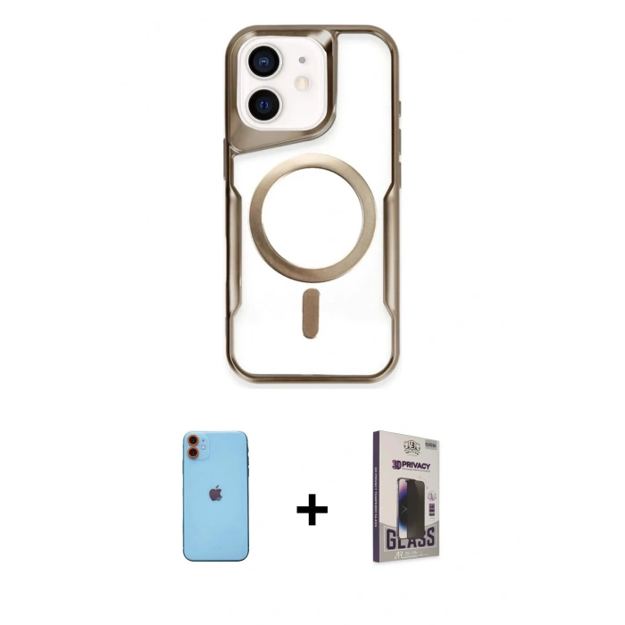 MARSİLYAN™- iPhone 11 Kılıf Yadigar Klasik Özel Seri - Siyah Bilvis Hayalet Cam Ekran Koruyucu + Neon Fosforlu Kamera Lens - TU