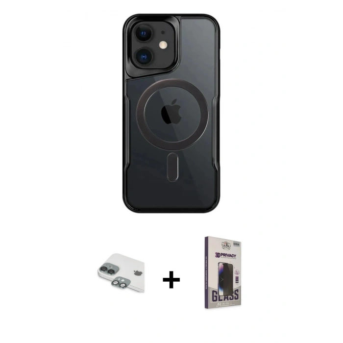 MARSİLYAN™- iPhone 11 Kılıf Yadigar Klasik Özel Seri - Siyah Bilvis Hayalet Cam Ekran Koruyucu + Pers Alüminyum Kamera Lens - YL